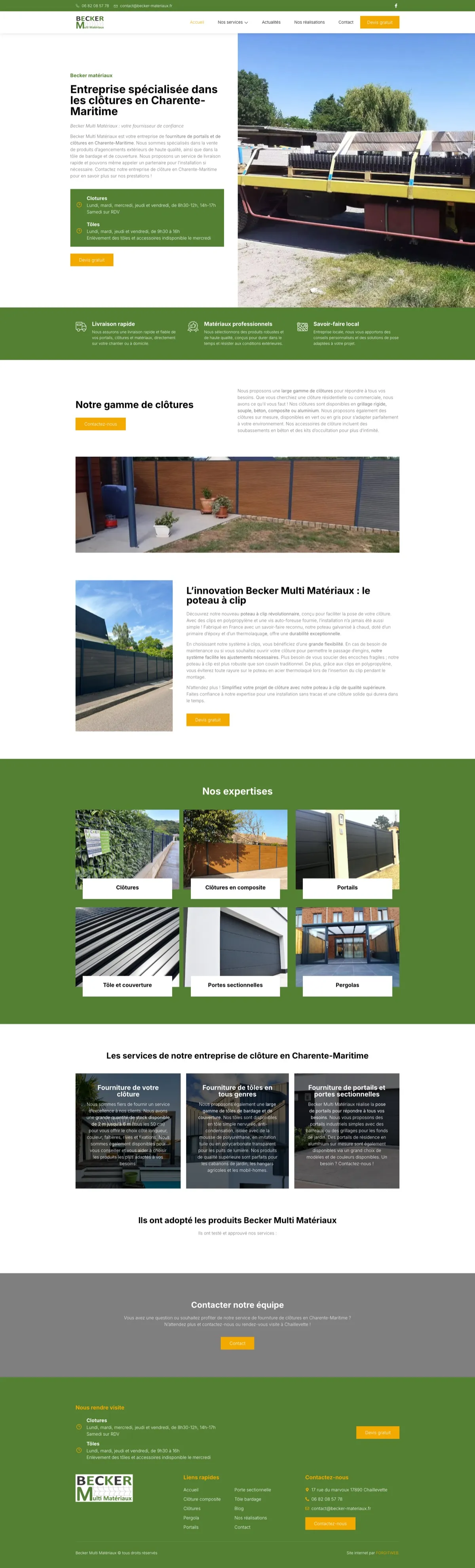 Site internet Becker Matériaux · BTP · réalisation Studio 130