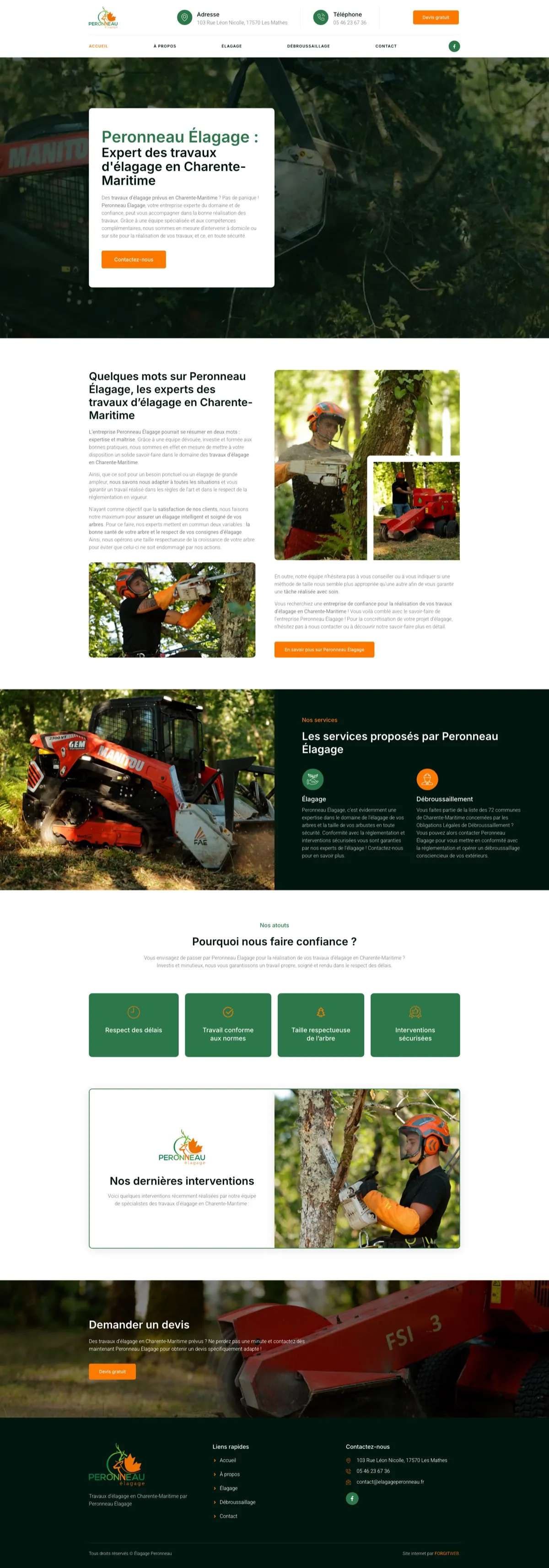 Site internet Élagage Péronneau · Paysagisme · réalisation Studio 130