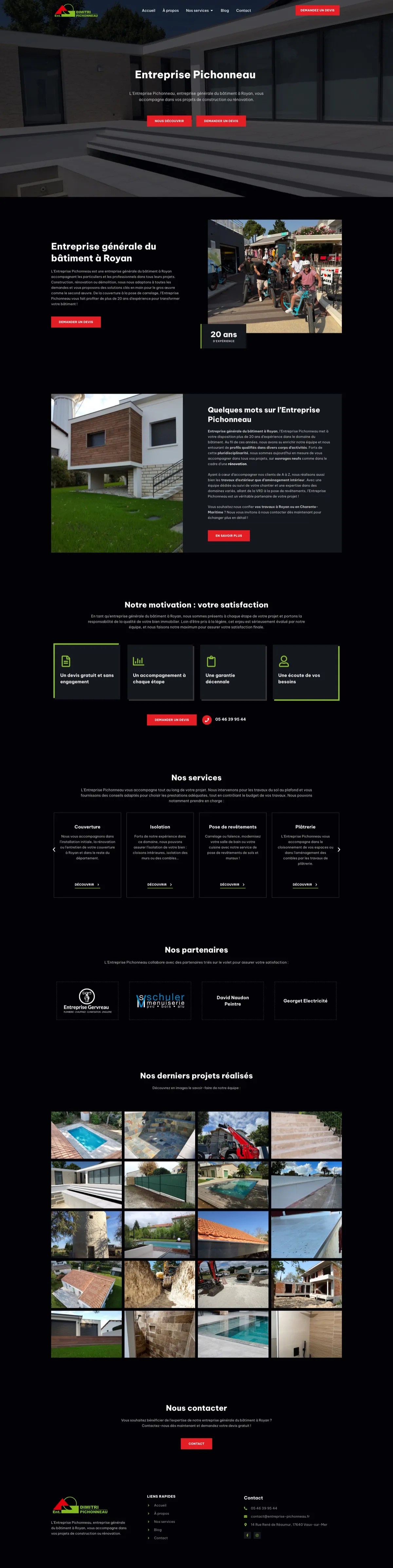 Site internet Entreprise Pichonneau · BTP · réalisation Studio 130