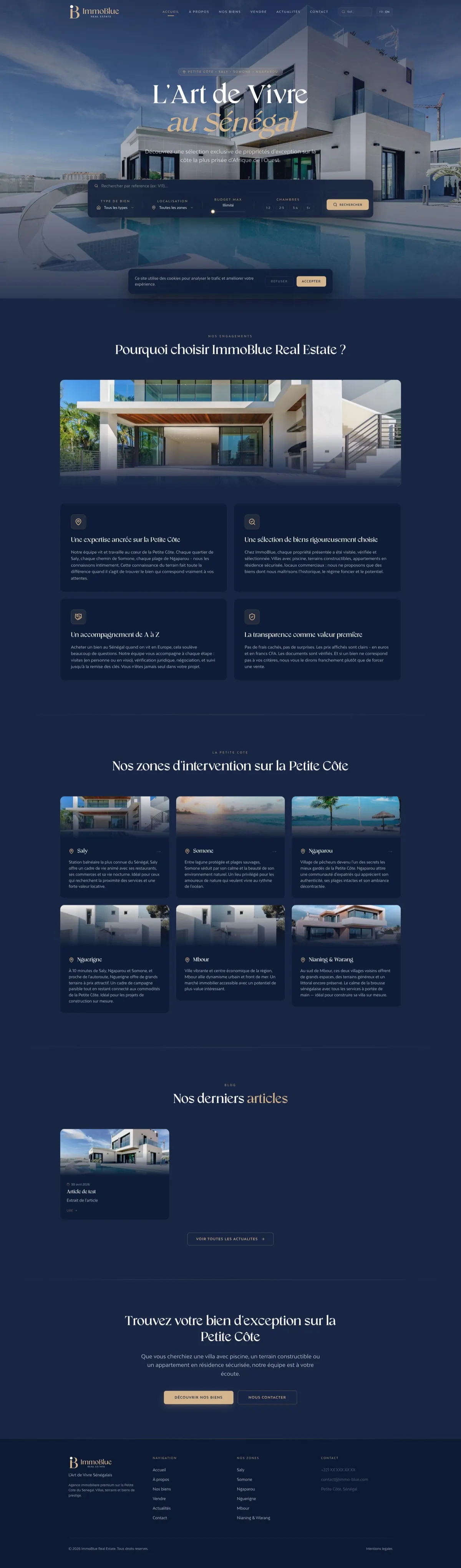 Site internet Immo Blue · Immobilier · réalisation Studio 130