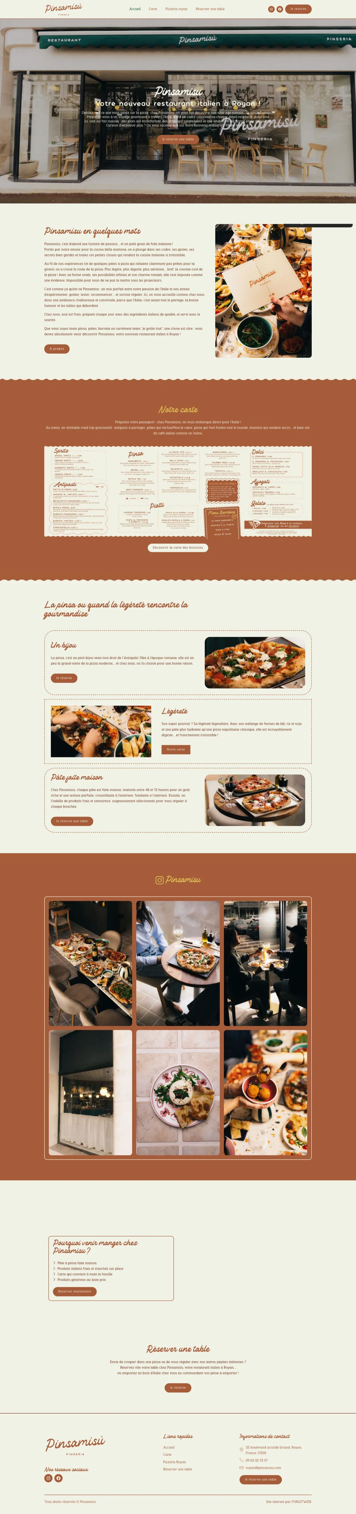 Site internet Pinsa Misù · Restauration · réalisation Studio 130