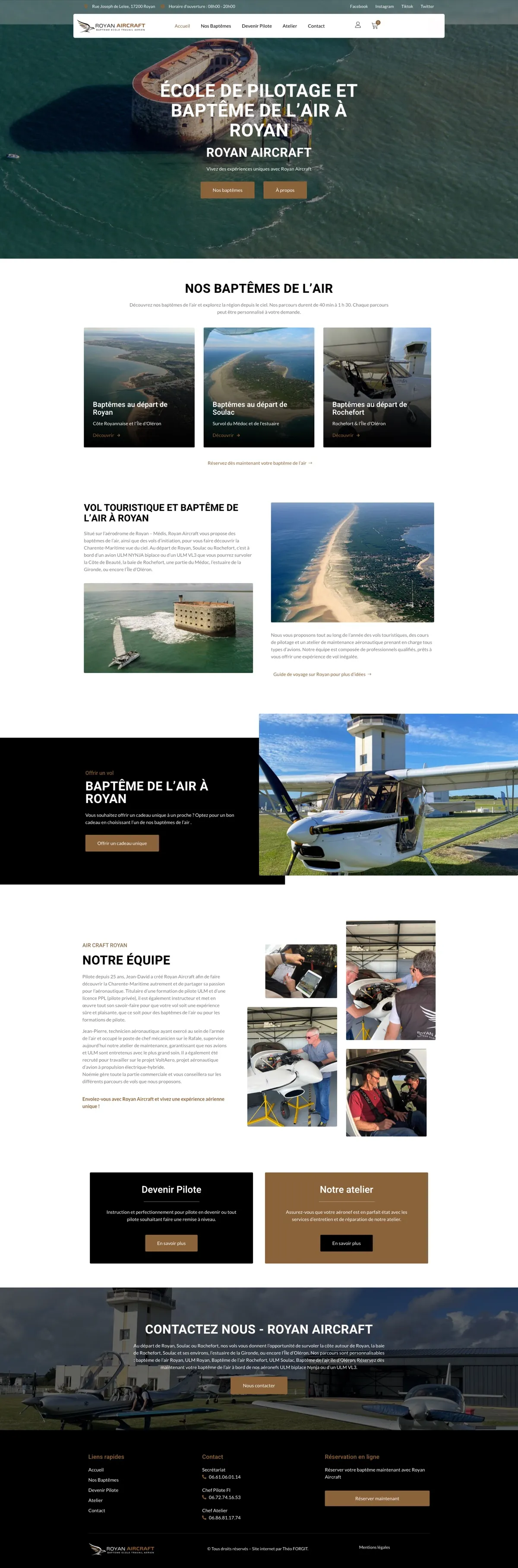 Site internet Royan Aircraft · Aviation · réalisation Studio 130
