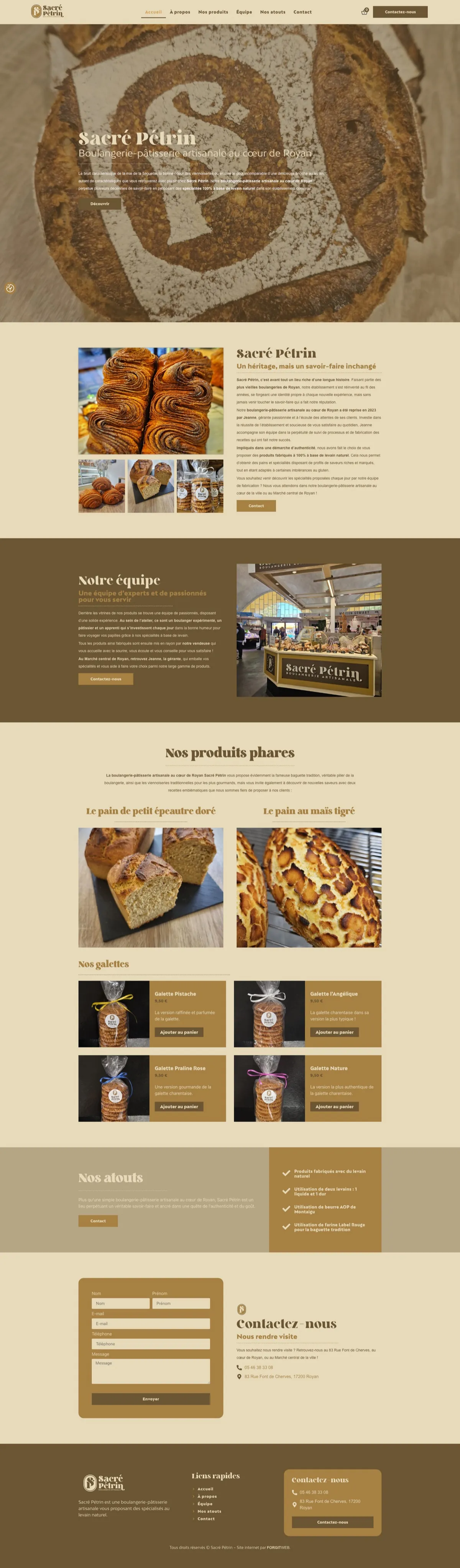 Site internet Sacré Pétrin · Boulangerie · réalisation Studio 130