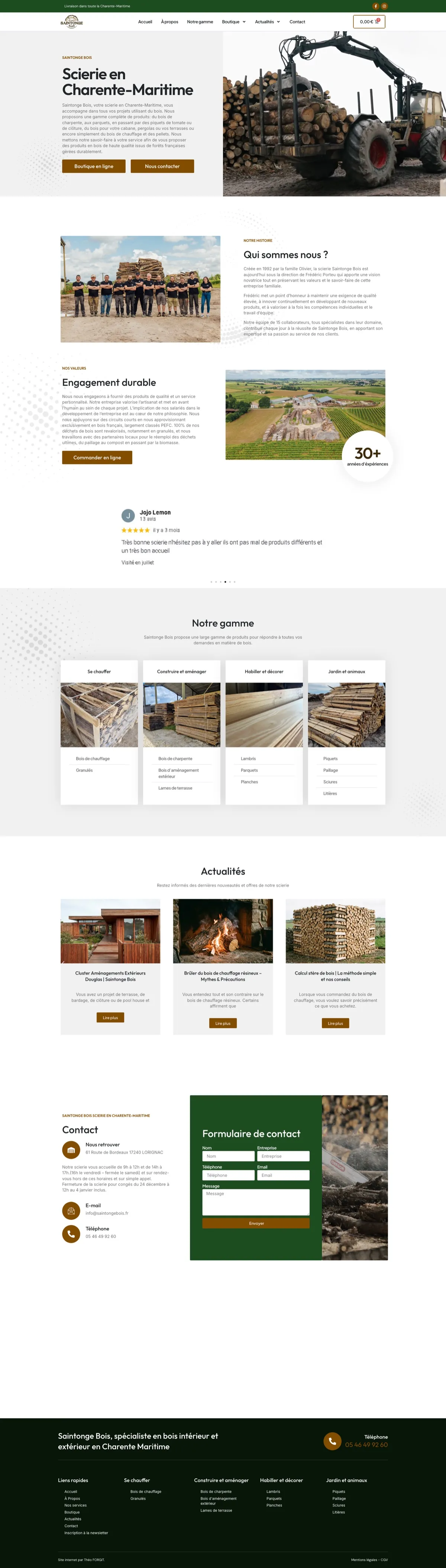 Site internet Saintonge Bois · BTP · réalisation Studio 130