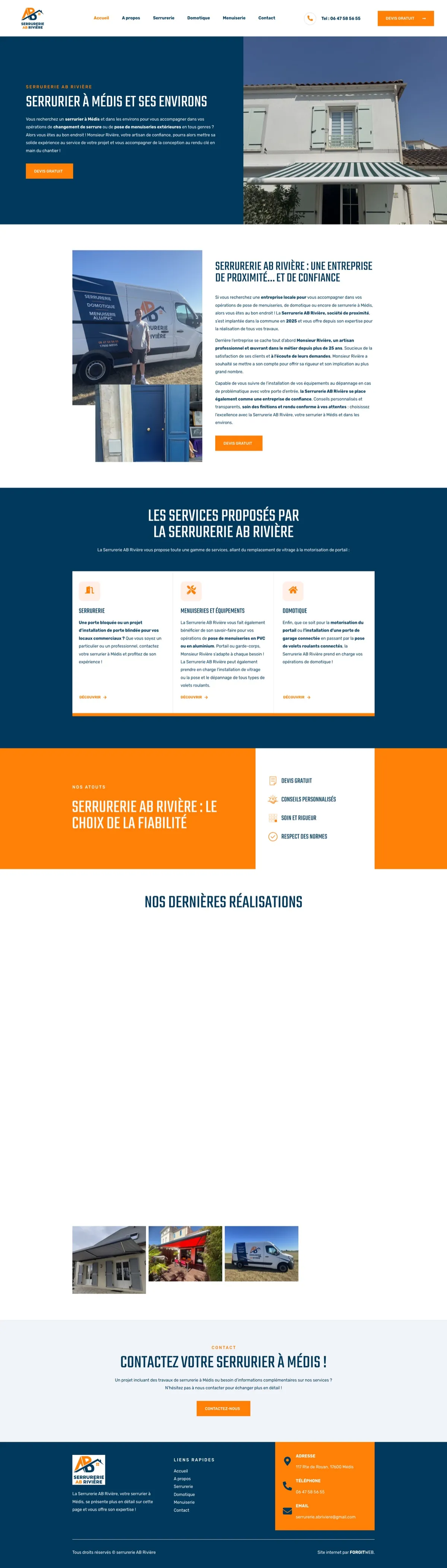 Site internet Serrurerie AB Rivière · Artisanat · réalisation Studio 130